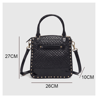 Sac fourre-tout en cuir PU avec rivets dorés, sac à main pour femme, bandoulière amovible, logo personnalisé