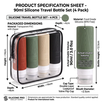 Ensemble de flacons de voyage pour articles de toilette, flacons de voyage approuvés par la TSA, accessoires, ensemble de flacons de voyage en silicone réutilisables et étanches