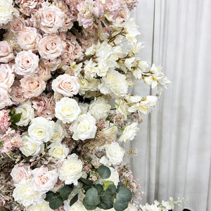 Arche florale réaliste en soie rose poudré et blanche, avec roses artificielles de luxe, pour panneau de bienvenue de mariage, toile de fond et support floral pour la rentrée scolaire - Product Image 4