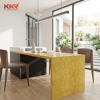 Comptoir de cuisine en pierre artificielle classique de luxe, surface solide sans silicone pour usage domestique et hôtelier, idéal pour les plans de toilette et les dessus de table