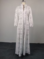 Robe longue décontractée pour femme, imprimée, boutonnée, grande taille, avec détails de liens tendance, S-2XL