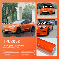 Film de protection de voiture TPU Crystal Orange Rouge, ton rêveur brumeux, extensible, imperméable, anti-jaunissement, sans résidu, rouleau en gros