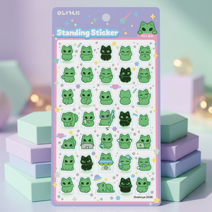 Korean Woeknya Standing Stickers Daily Life Cute Alien Cat 3D Pop Up Character Sticker Sheet <b>Diary</b> Planner Laptop Wholesale - Product Image 1