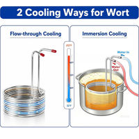 Bobine de refroidissement par immersion, refroidisseur de moût 3/8" x 25FT, refroidisseur d'eau en acier inoxydable pour bain de glace, refroidisseur de bière, refroidisseur d'eau pour brassage de bière