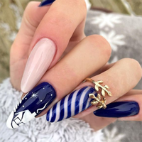 Échantillon gratuit d'ongles décoratifs à presser: Styles d'hiver courts Senboma rose néon-Les meilleurs strass à ongles inclus