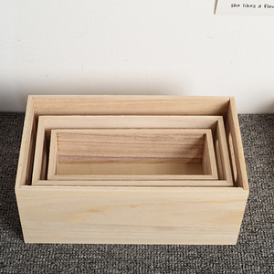 Wooden Storage <b>Box</b> Pine Wood Open Top With Handle For <b>Makeup</b> And Cosmetics Organizers Eco Friendly Multiple Sizes - Product Image 4
