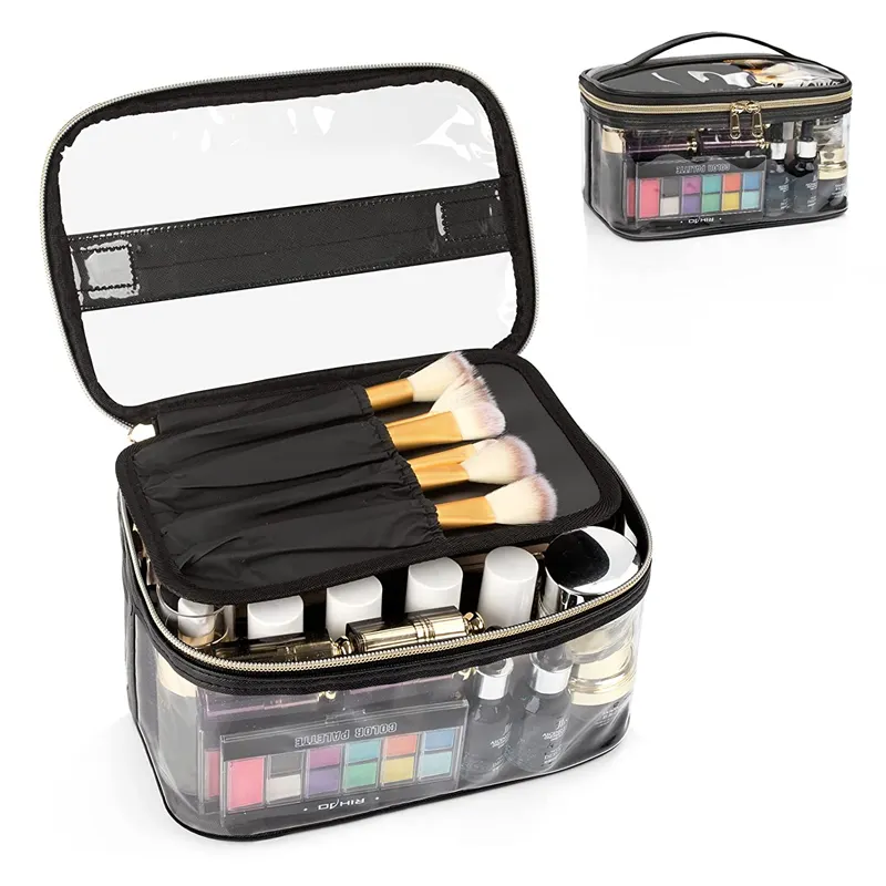 see through transparent pvc makeup storage organizer travel clear cosmetic bags for women girls