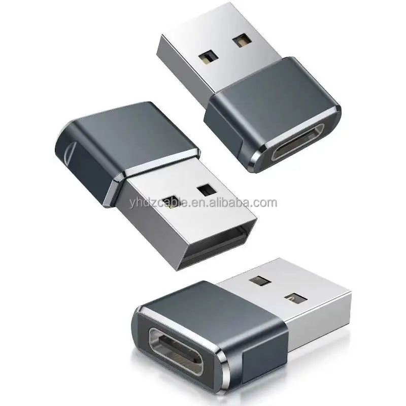 Hot Sales 2pack Aluminium alloy USB A Male to USB C Female Adapter for Smart phone laptop charging transfer sync connector