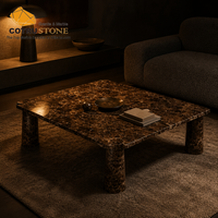 Table basse rectangulaire en marbre Cotrustone Dark Emperador, table centrale en pierre polie, mobilier de luxe pour salon