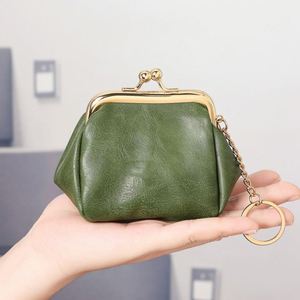 Retro Vintage Kiss Lock Design Cute Clutch Key Card Holder Simple Pu Leather <b>Small</b> Wallet With Keychain Coin <b>Purse</b> - Product Image 1