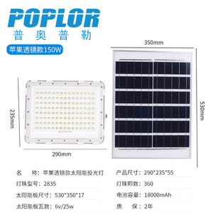Lámpara Solar Poplor de 60W, 190x170mm, Aleación de Aluminio, Control Remoto, Iluminación Exterior - Product Image 3