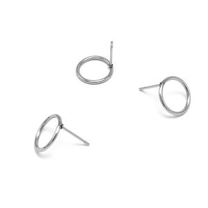 Boucles d'oreilles rondes en acier inoxydable brillant bricolage pendentif résultats de bijoux accessoires de boucle d'oreille simples élégants et polyvalents - Product Image 3