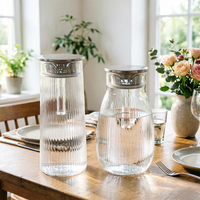 Carafe à eau en verre transparent grande capacité, résistante à la chaleur, en borosilicate, pour infusion de fruits, idéale pour la maison, les restaurants, les fêtes et les boissons froides
