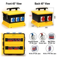 Boîte de distribution d'alimentation industrielle standard, étanche IP67, 220-440V, prise mobile pour les entrepreneurs en construction professionnels