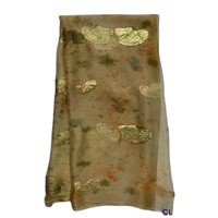 Tissu en soie Chowleedee de haute qualité, élégant, uni, doux, avec motif floral doré métallique, pour robe, rideau, canapé