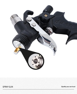Kit de <span class=keywords><strong>pistolet</strong></span> de pulvérisation HVLP avec manomètre, 2 pistolets et brosses, ensemble professionnel de pistolets de peinture pour voitures, meubles et travaux sur <span class=keywords><strong>bois</strong></span> - Product Image 2