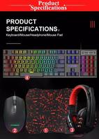 Ensemble clavier et souris de jeu RGB ultra-mince 4 en 1, filaire, ergonomique, étanche, touches flottantes, accessoires de jeu