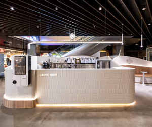 เคาน์เตอร์ร้านกาแฟสุดหรู เฟอร์นิเจอร์โชว์ขนมปังกระจก เคาน์เตอร์ร้านกาแฟหินอ่อนและไม้ ตู้โชว์ร้านค้า - Product Image 5