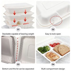 Boîte en pulpe de canne à sucre biodégradable à <span class=keywords><strong>emporter</strong></span> - Product Image 4