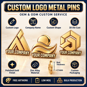 Custom Gold 3D Die Cast Company Logo Metal Lapel Pins Corporate Commemorative Badges OEM ODM - Product Image 4