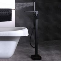 Ensemble de robinetterie de baignoire autoportante en acier inoxydable 304 avec cascade, pour salle de bain d'hôtel, mitigeur de baignoire à poser au sol avec douchette à main