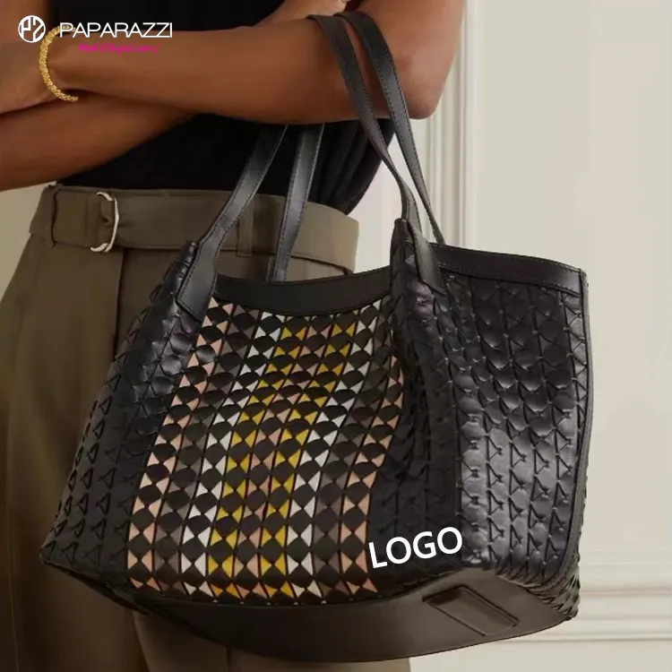 Paparazzi PA0087 Eco Friendly Woven Design Women's Large Pu Leather Tote Shoulder Bags Handbag