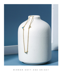 Hot Sale Unisex Classic Geometric Pattern Brass Zircon 14K Gold Plated Cuban Chain 18inches <b>Charm</b> Necklace for Anniversary - Product Image 3