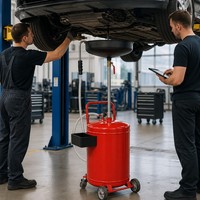 Collecteur d'huile professionnel 80L à aspiration pneumatique, bac de vidange d'huile usagée portable pour des changements rapides d'huile sous le véhicule