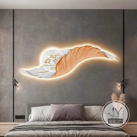 Peintures murales en porcelaine cristalline écologiques Swan Feathers pour le salon et la chambre à coucher, décoration suspendue
