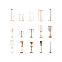Supports floraux géométriques en métal doré pour centres de table de mariage, fêtes d'anniversaire, décoration d'événements, vente en gros