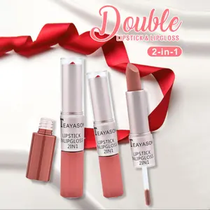 Rouge à lèvres rouge 2 en 1, maquillage Double tête, longue durée, imperméable, brillant à lèvres mat, vente en gros