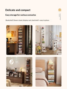 Bibliothèque en bois massif, style moderne et luxueux, table de chevet, étagère de rangement multi-niveaux, rangement vertical <span class=keywords><strong>invisible</strong></span>, chambre à coucher, maison, petit appartement SJ025 - Product Image 5