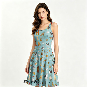 Women Sleeveless Skater <strong>Dress</strong> Adorable Dog Breeds Print A-Line Sundress with Side Pockets Puppy <strong>Lover</strong> Mini <strong>Dress</strong> - Product Image 2