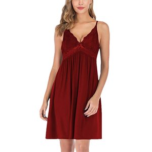 Chemise de nuit pour femmes Hongbo, respirante, à bretelles, pyjama pour femmes et lingerie en dentelle, longueur genou, vêtements de nuit pour femmes, sexy - Product Image 2