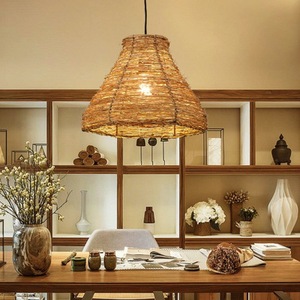 โคมไฟแขวนหวายสไตล์ญี่ปุ่น E27 ไฟ LED รูปทรงกลมสำหรับห้องน้ำชาการตกแต่งที่ได้แรงบันดาลใจจากเซน - Product Image 2