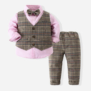 Vêtements d'hiver pour nouveau-nés, costume formel en coton pour enfants, ensembles de pantalons pour bébés garçons, vente en gros - Product Image 1