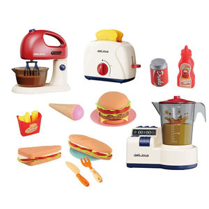 Ensemble de jeu d'imitation de restauration rapide 16 pièces : hamburger, frites, boisson, crème glacée, sandwich – Jouet pour enfants, jeu de rôle, cadeau - Product Image 1