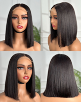 Venta al por mayor: Nueva llegada de pelucas de cabello humano liso corto tipo bob M Lagos con encaje frontal HD 13x4 para mujeres afroamericanas