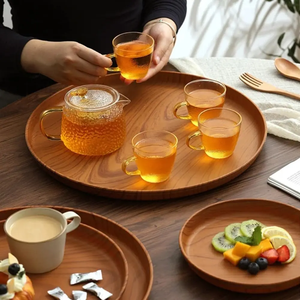 Assiettes creuses réutilisables en plastique léger à motif grain de bois pour la maison et la cuisine, idéales pour salades, desserts et collations en cuisine ou dans les restaurants. - Product Image 4