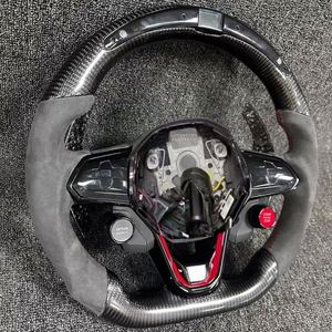 Volante Deportivo LED de Fibra de Carbono Compatible con Volkswagen Golf8 MK8 MK7 MK6 GTI GTD GTS GTE GLI <span class=keywords><strong>R</strong></span>-<span class=keywords><strong>Line</strong></span> <span class=keywords><strong>R</strong></span> Golf7 Golf6 CC Polo Passat JETTA GTR - Product Image 5