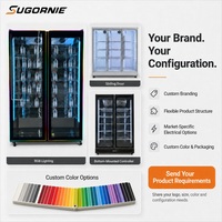 Réfrigérateur commercial à double porte vitrée CE pour boissons, vitrine réfrigérée pour la distribution de bières, vins et boissons gazeuses au détail