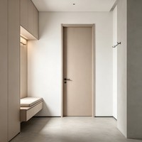 Porte à panneau mouluré, design plat, en bois, sur mesure, couleur personnalisable pour projets d'appartements et d'hôtels