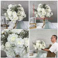 Boules de fleurs artificielles de mariage DKB Factory personnalisées, différentes tailles, en gypsophile blanc et gypsophile, centres de table haut de gamme