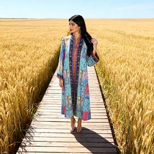 Robe longue élégante en polyester avec strass thermocollants de luxe pour femmes musulmanes, idéale pour les occasions spéciales - Product Image 3