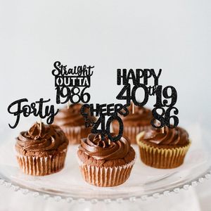 Adornos <span class=keywords><strong>para</strong></span> Cupcakes Negros de <span class=keywords><strong>40</strong></span> Cumpleaños, con Brillantina, <span class=keywords><strong>para</strong></span> Celebrar <span class=keywords><strong>40</strong></span> Años, Decoración <span class=keywords><strong>para</strong></span> Fiestas - Product Image 4
