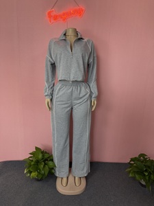 Dames Casual Cropped Jack met Trekkoord & Lange Broek 2-delig Set 2025 Winter Herfst Workout Joggingbroek Set Dameskleding - Product Image 6