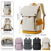 Sac à dos décontracté pour ordinateur portable en polyester Oxford grande capacité, durable et tendance, avec rabat, idéal pour l'école