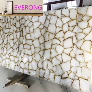 Dalles <span class=keywords><strong>de</strong></span> pierre <span class=keywords><strong>en</strong></span> agate blanche rétroéclairée à prix abordable pour la décoration murale intérieure - Product Image 5