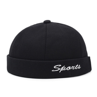 Gorra de béisbol sin visera de 6 paneles con logo personalizado al por mayor, estilo Docker de sarga 100% algodón con hebilla de cobre dorado para marcas, venta al por mayor