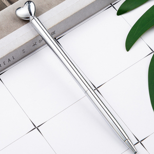 Logotipo personalizado de oro y de plata chapado en oro rosa negro varios slim color pluma de metal de los niños bolígrafo con forma de corazón en la parte superior - Product Image 4